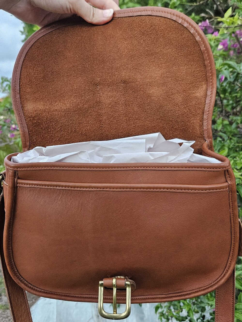Vintage Coach Chelsea 9894 British Tan Leather Saddle Crossbody Shoulder Bag - Picture 9 of 13